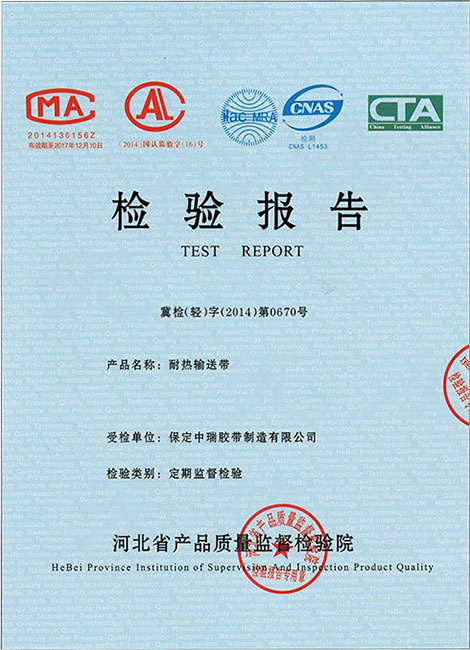 耐热输送带检验报告